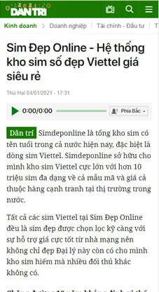 dân trí viết về simdeponline.vn